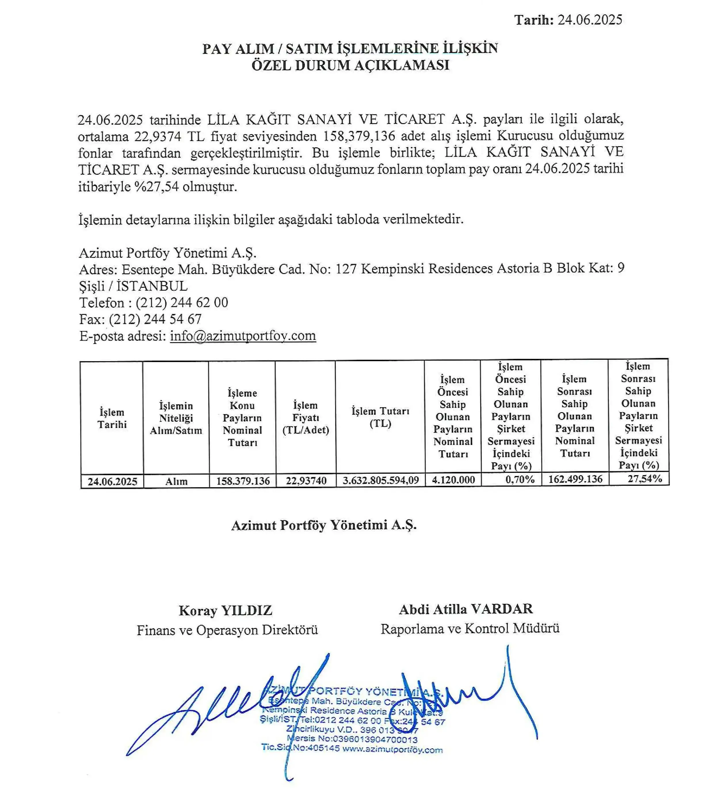 Azimut Portföy Lila Kağıt Lilak